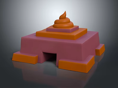 3D Model Structure With Pink Orange Blocks And Orange Top Element 3d model