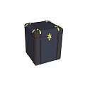 Vintage Gray Storage Trunk with Brown Leather Trim Gold Metal Clasps and Star Shaped Emblem