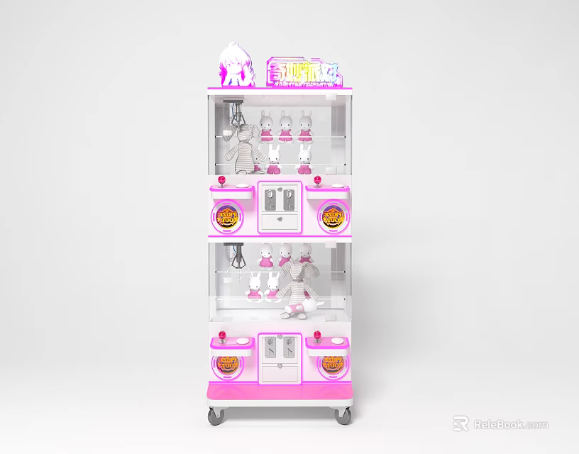 Pink Claw Machine Fun Entertainment Equipment With Multi Layer Structure And Toy Prizes 3d model