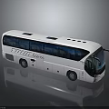 White Intercity Coach Bus With Large Windows Roof Vents And Side Mirrors
