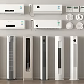 Elegant Modern Air Conditioners And Fans With Wall Mounted Standing Design And Controls