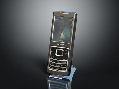 Classic Nokia Mobile Phone Featuring Display Screen And Keypad On Stand 3d model