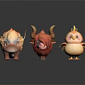 Adorable 3D Cartoon Animal Characters With Horns Fluffy Fur And Wings