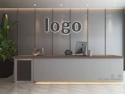 Modern reception desk decorative painting 3d model