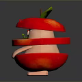 Sliced Layered Apple With Human Like Figure Green Leaf Tiny Feet And Small Sprout