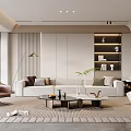Home Living Room Sofa Coffee Table Combination Single Sofa Lazy Sofa Floor Lamp Green Plant 3d model