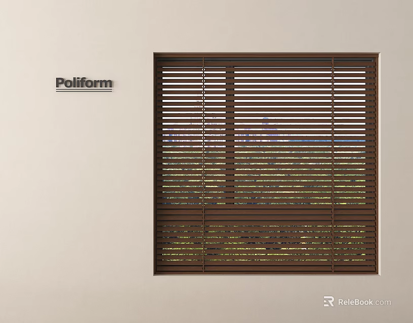 Poliform Modern Brown Wooden Window Blinds In Interior Wall Design 3d model