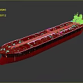Large Red Deck Cargo Ship With Black Hull And Superstructure 3d model