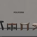 Poliform Modern Stools And Side Tables With Unique Designs In Showroom 3d model