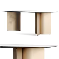 Modern Minimalist Dining Table With Sleek Surface And Beige Geometric Legs 3d model