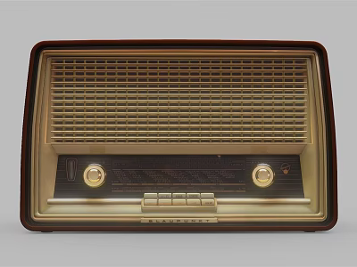 Vintage Retro Radio Speaker With Brown And Beige Exterior Front Grille Control Knobs And Buttons 3d model