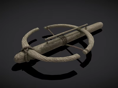 Traditional Wooden Hardware Tool Featuring Curved Frame And Rope Binding Design 3d model
