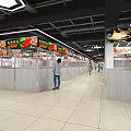Supermarket Interior With Fresh Produce Vegetable Fruit Shelves And Customers Shopping