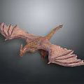 Flying Dragon Model With Brown Yellow Scales Extended Wings And Detailed Tail