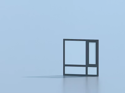Modern Casement Window Structure With Black Frame And Clear Glass Panel 3d model
