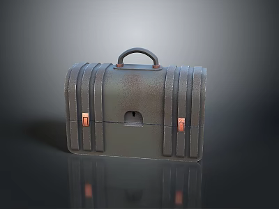 Vintage Black Suitcase With Metal Clasps And Handle For Daily Use 3d model