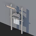 Road Facilities With Utility Pole Electrical Transformer And Distribution Box 3d model