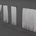Light Colored Textured Curtains With Different Open And Closed Styles 3d model
