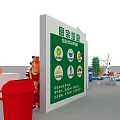 Exhibition Booth Design With Information Displays Tables And Decorative Elements 3d model