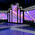 Modern Stage Setup With Colorful Screens And Lighting 3d model