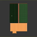 Triangular Roof House With Green Roof Orange Exterior Wooden Deck And Stairs