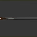 Modern Black And Red Pistol With Geometric Pattern Barrel And Cross Symbol