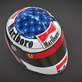 Racing Helmet as Sports Equipment Featuring Marlboro and Ferrari Logos