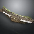 Natural Geological Soil Section With Grass Cover And Layered Sediment Strata