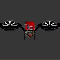 Cosmic Space Exploration Rover with Large Wheels and Red Body Structure 3d model