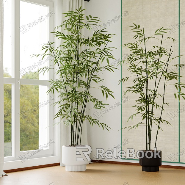 Bamboo Potted Plant Indoor Green Plant Potted Plant Simulation Green Plant model