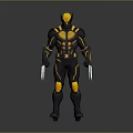 3D Rendered Superhero Character In Black And Yellow Armor With Metal Claws
