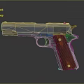 Classic Silver Metal Pistol With Brown Textured Grip And Sleek Finish