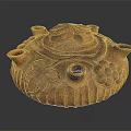 Terracotta Pumpkin Container With Grape Leaf Carvings Multiple Spouts And Decorative Lid For Home Decor