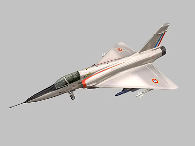 Sleek Silver Fighter Jet With Red Blue Stripes And Missiles 3d model