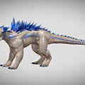 3D Rendered Dinosaur Model With Blue Spines Open Mouth And Scaly Skin