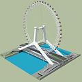 Ferris Wheel Structure Featuring White Support And Blue Water Base Design