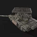 Military Armored Tank With Camouflage Paint Top Mounted Grille And Tracks