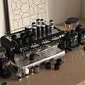 Stylish Modern Kitchen Interior With Espresso Machine Coffee Accessories And Appliances 3d model