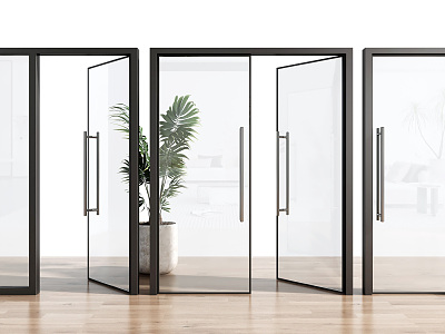 modern glass door glass double door glass door for office 3d model