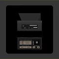 Retro Cash Register Machine With Yellow Display Screen Control Buttons And Black Base