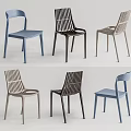 Stylish Modern Outdoor Chairs With Slatted Backrest In Blue Black And Gray Colors