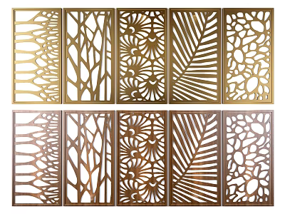 Modern Decorative Room Dividers With Various Laser Cut Leaf And Natural Patterns 3d model