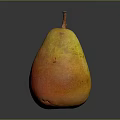 Ripe Juicy Pear With Yellow And Red Gradient Color And Brown Stem On Gray Background