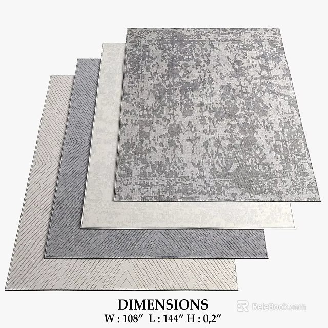 Modern Square Rugs With Geometric Patterns And Diverse Textured Designs 3d model