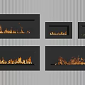 Sleek Modern Fireplace Designs With Different Flame Effects And Sizes For Contemporary Interior 3d model