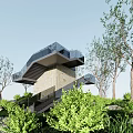 Modern viewing platform Landscape platform Landscape structure Mountain viewing platform 3d model