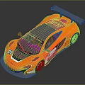 Orange Racing Car With Racing Team Logo Number 58 And Rear Wing Design