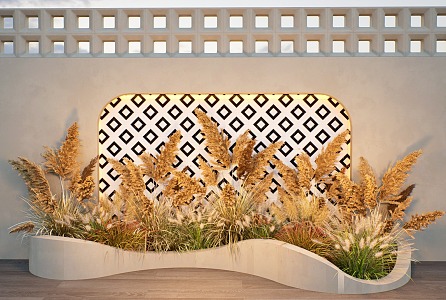 Reed Plant Flower Pond Wheat Spike Flower Grass Pennisetum Plant Combination Plant Pile 3d model