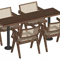 Wooden Rectangular Dining Set With Four Upholstered Chairs And Black Cylindrical Legs 3d model