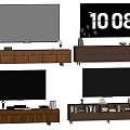 Modern Wooden TV Stand For Living Room With Storage Drawers Shelves And TV